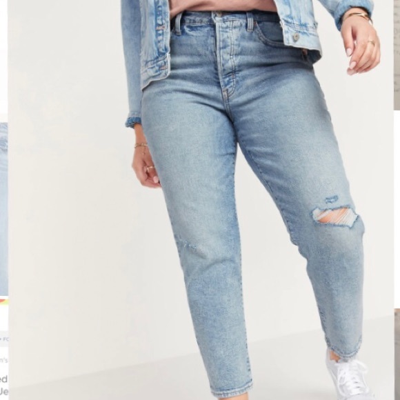 Old Navy High-Waisted O.G. Straight Button-Fly Ripped Jeans - Size 4 - Picture 2 of 11